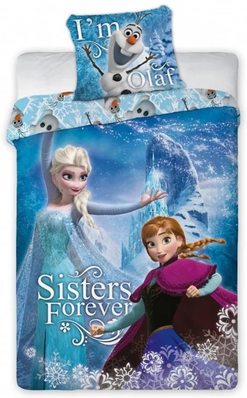 Faro · Posteľné obliečky Ľadové kráľovstvo - Frozen - Sisters Forever - Anna, Esla & Olaf - 100% bavlna - 140 x 200 + 70 x 90 cm