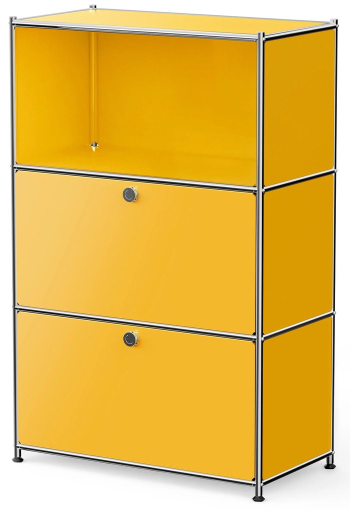 Komoda Kovová komoda »CN3« s výklopnými priečinkami, žltá