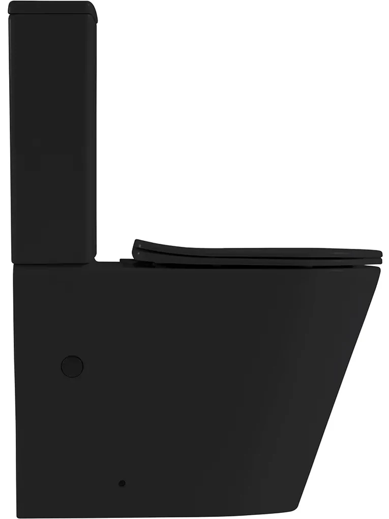 Cerano Carlito, WC kombi Rimless 36,5x61x85 cm + UF sedátko, spodný/zadný odpad, čierna matná, CER-CER-433866