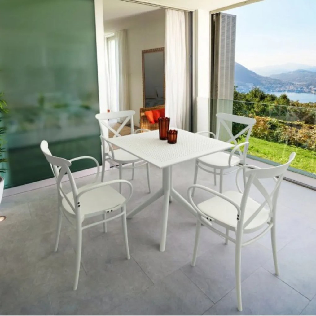 CROSS XL záhradná stolička s podrúčkami white