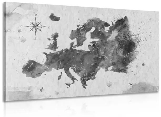 Obraz retro mapa Európy v čiernobielom prevedení Varianta: 90x60