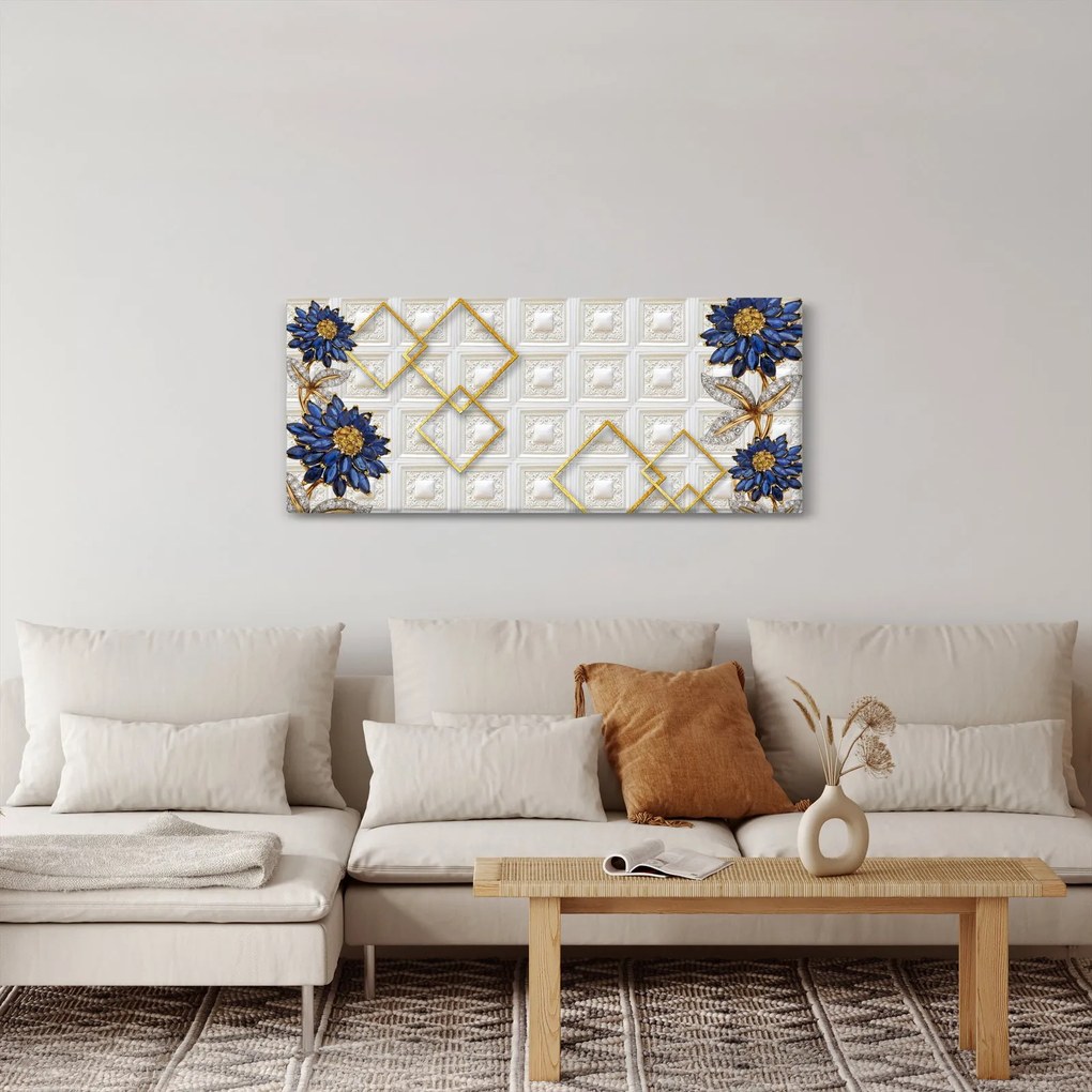 Obraz - Diamantové kvety (120x50 cm)