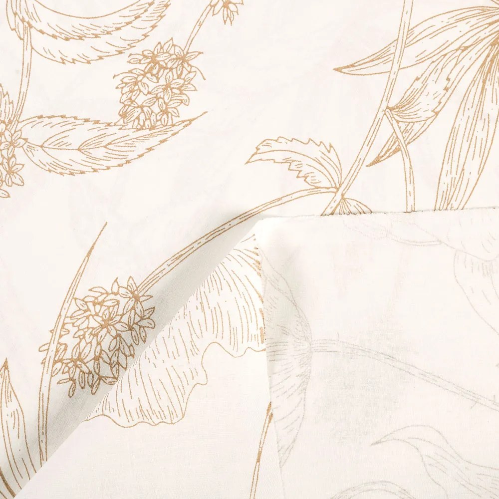 Biante Bavlnený záves Sandra SA-425 Hnedé listy na smotanovom 140x190 cm