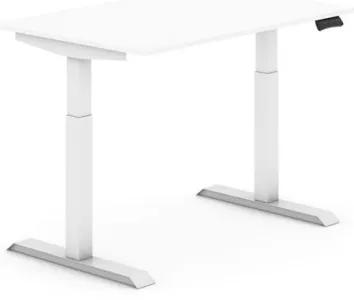 Výškovo nastaviteľný stôl, elektrický, 735-1235 mm,  doska 1200x800 mm, biela, biela podnož