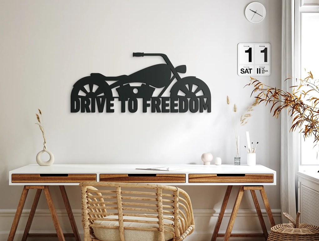 drevko Obraz Harley - Drive to freedom Rozmer obrazu: 28 x 65 cm, Farba dekorácie: Čierna