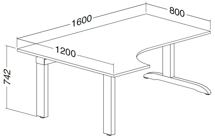 Ergonomický stôl ProOffice C 180 x 120/80 cm, ľavý, čerešňa