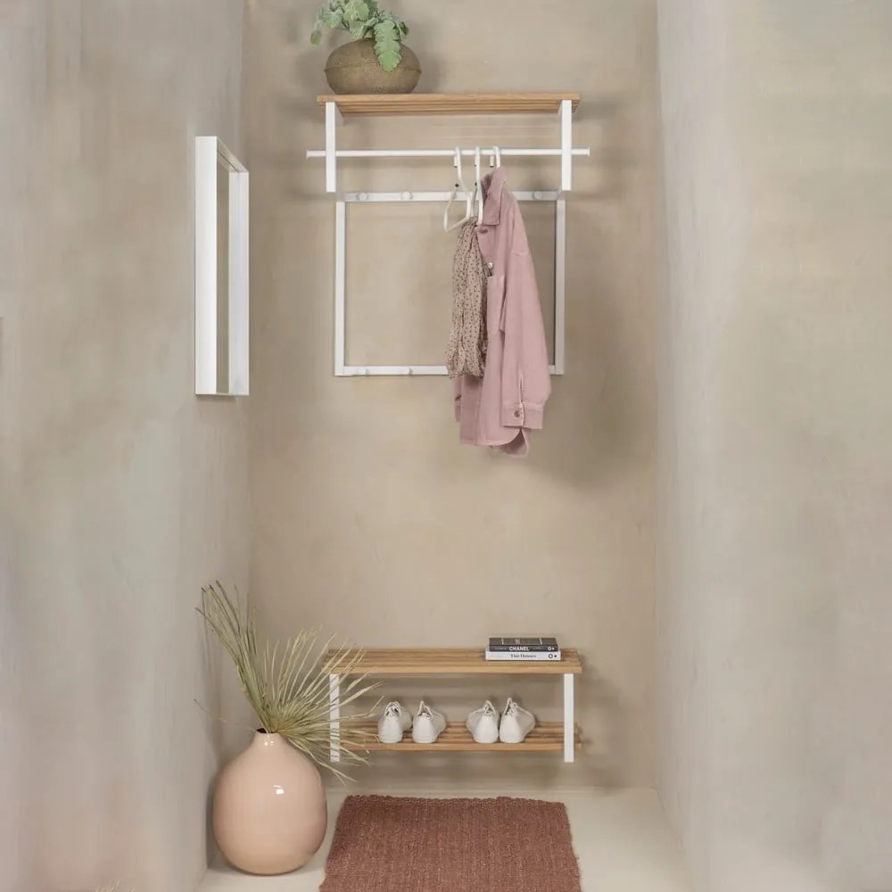 Biely/v prírodnej farbe kovový nástenný vešiak s poličkou 76 cm Rizzoli – Spinder Design