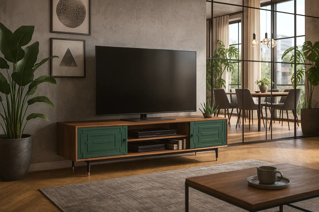TV stolík Stilig ST153 200 cm orech/zelený