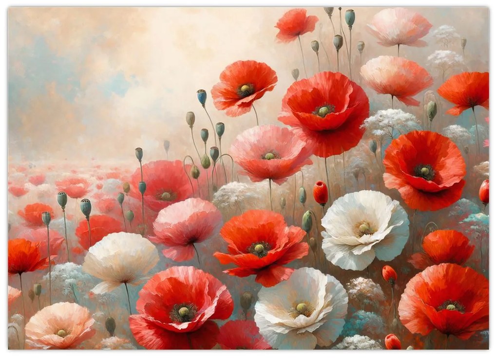Obraz - Maľba vlčích makov (70x50 cm)