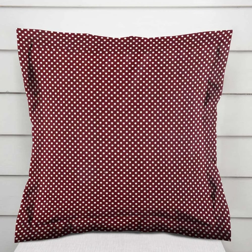 Biante Bavlnená obliečka na vankúš s lemom Sandra SA-339 Biele bodky na tmavo červenom 30 x 50 cm