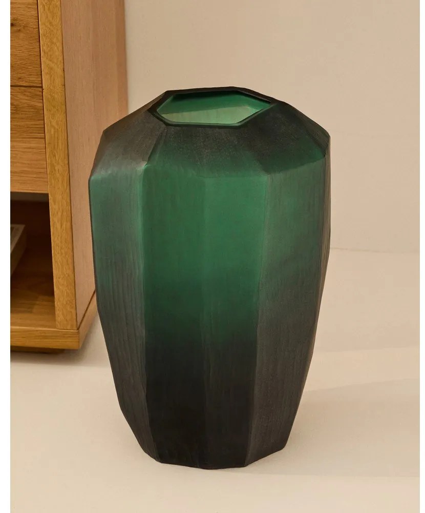 Sklenená váza v petrolejovej farbe (výška 45 cm) Geonix – Kave Home