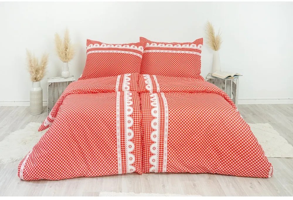 Stanex Luxusné obliečky 100% Bavlna babičkine údolie červené 140x220/70x90 cm