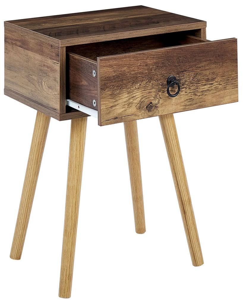 Nočný stolík so zásuvkou tmavé drevo BATLEY Beliani