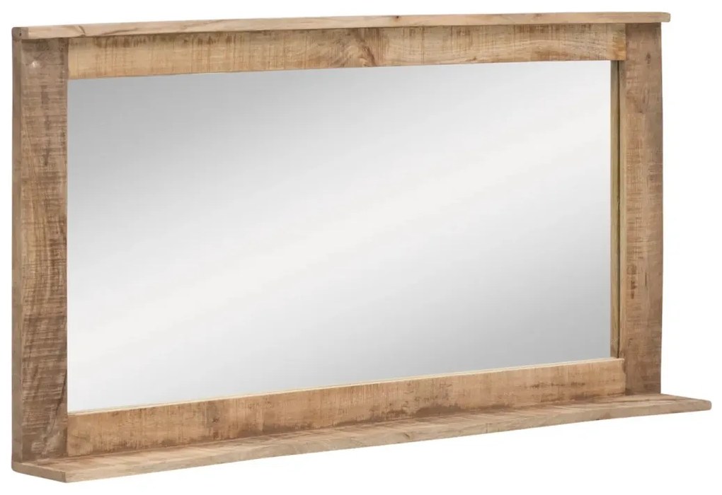 furniture-nabytek.cz - Masivní koupelnové zrcadlo Pune II z mangového dřeva, lakované, přírodní barva – 124×65 cm