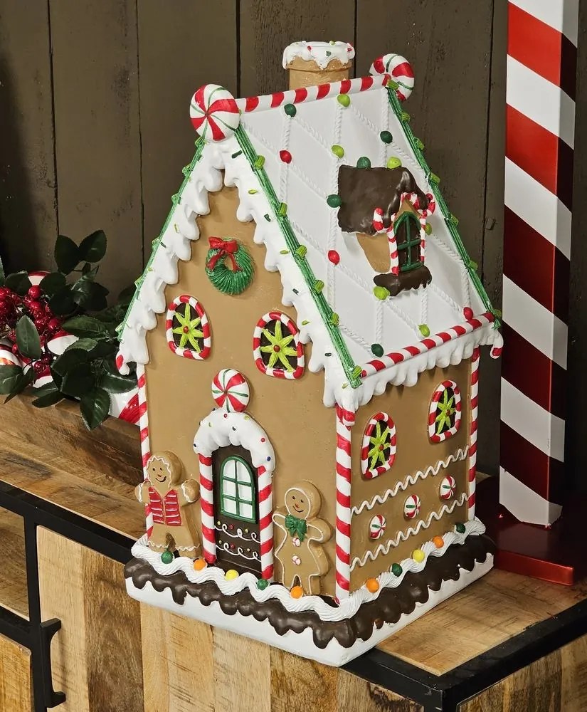 Hnedá zdobená perníková chalúpka Gingerbread House - 28*28*51 cm
