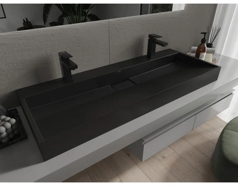 Mexen Ava, umývadlo na dosku z konglomerátu 2/O 120 x 46 cm, čierna matná, 23011272