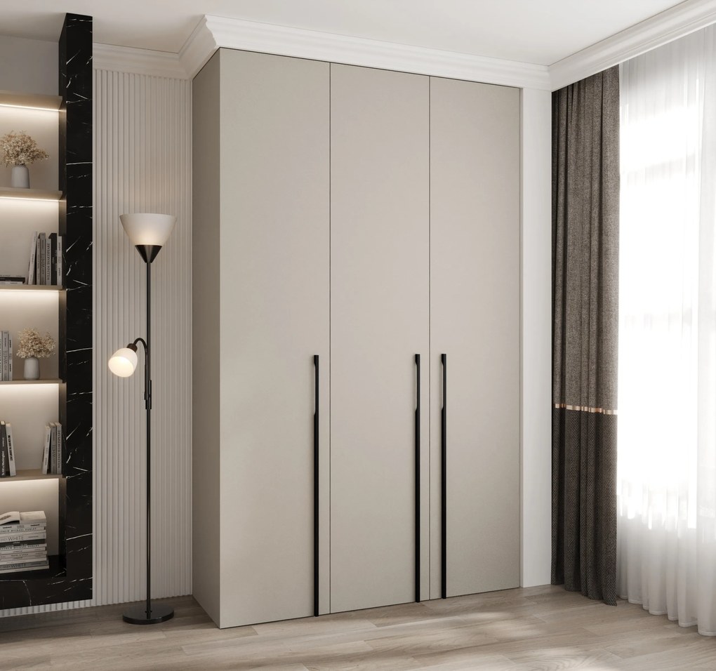 Šatníková skriňa 150 cm Carmela 40-3 (kašmír + čierna). Akcia -20%. Vlastná spoľahlivá doprava až k Vám domov. 1126611