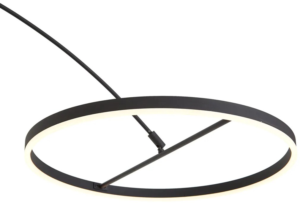 Dizajnová oblúková stojaca lampa čierna vrátane LED s 3-stupňovým stmievaním - Anello