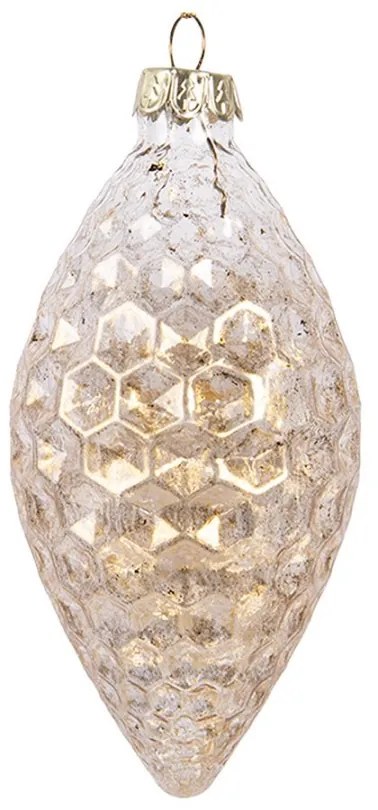 Zlatá antik sklenená vianočná ozdoba šiška - Ø 6*12 cm