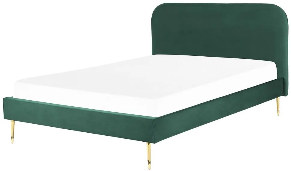 Zamatová posteľ 160 x 200 cm zelená FLAYAT Beliani