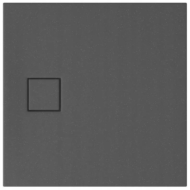 Cersanit Tako Slim, štvorcová sprchová vanička 80x80x4 cm + šedý sifón, šedá matná, S932-161