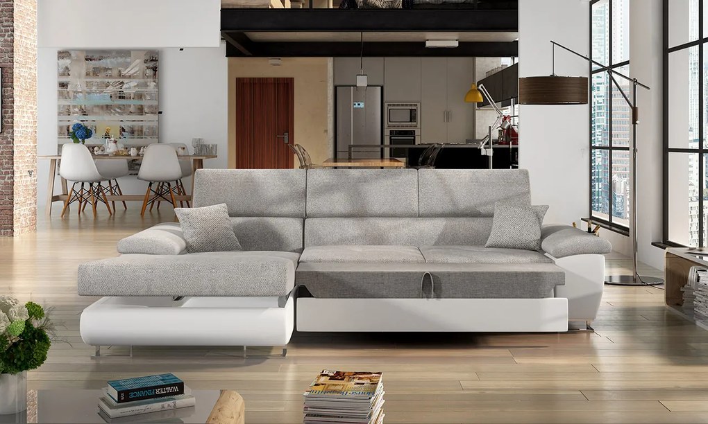 Rohová sedačka Alvin Mini LED, Dostupné poťahy: ekokoža Soft 017 + Bristol 2460 + ekokoža Soft 017, Strana: ľavá