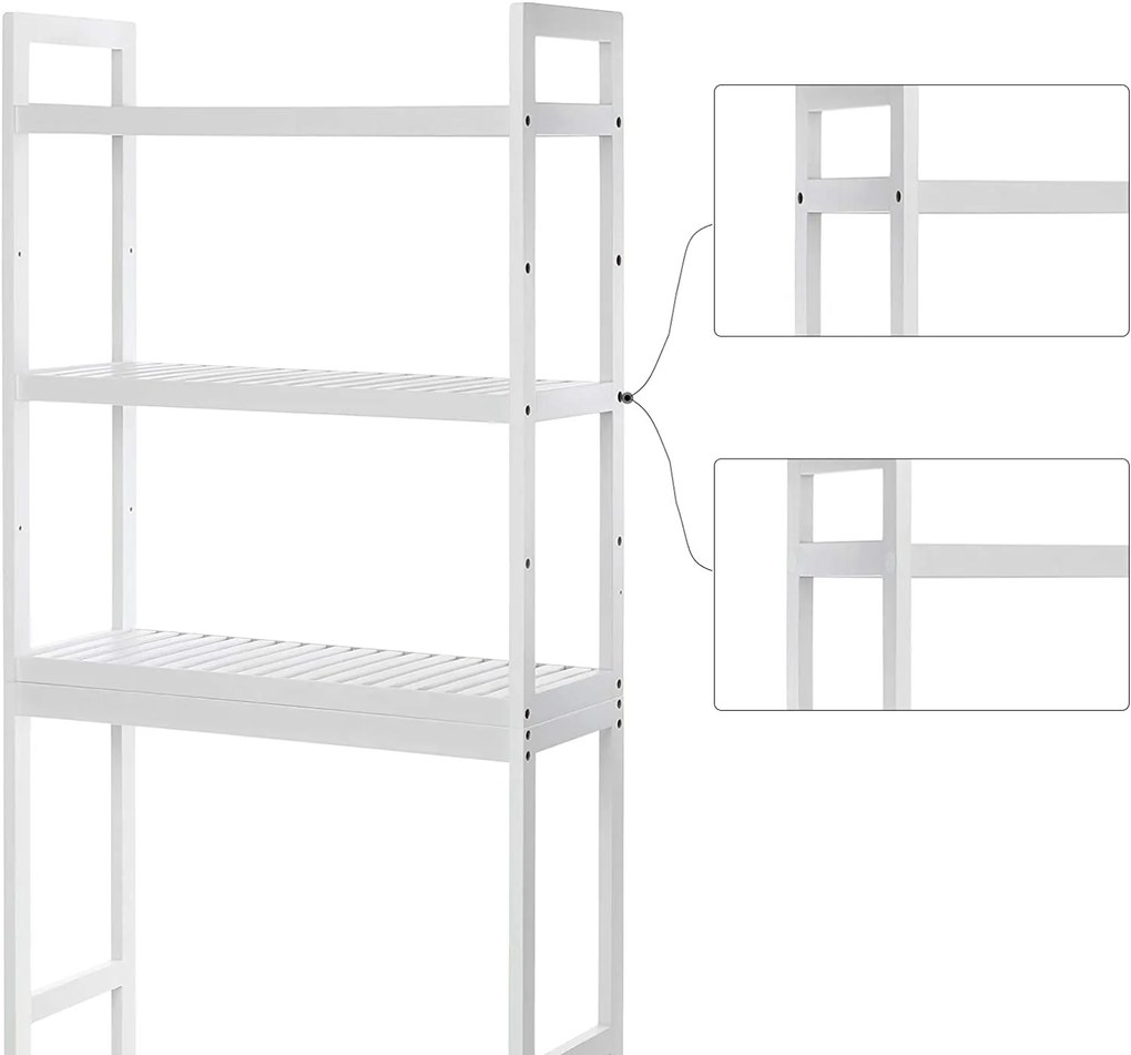 Biely kúpeľňový regál TALLO nad práčku a toaletu