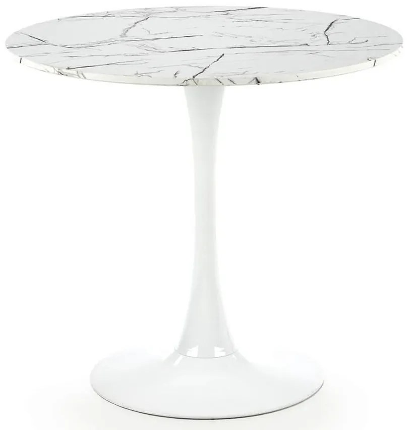 Stôl Denver 80 Mdf/Oceľ – Biely Marmur/Biely