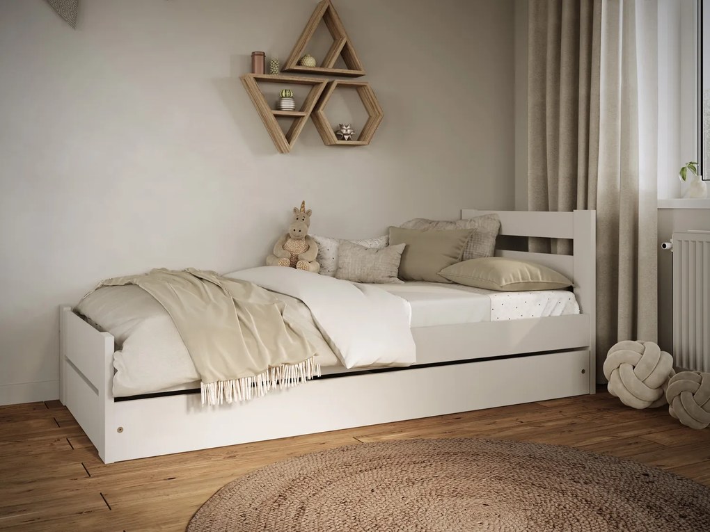 Detská posteľ EMILEK so šuplíkom - 180x90 cm - biela