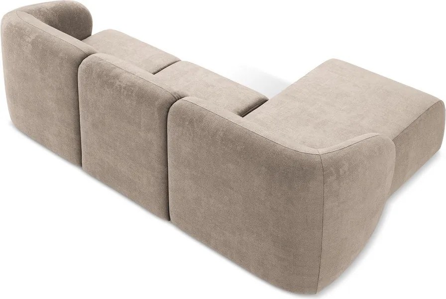 Svetlohnedá ženilková rohová pohovka (ľavý roh/s leňoškou) Lani – Makamii