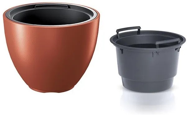 Plastový kvetináč s vložkou HEOS II medený