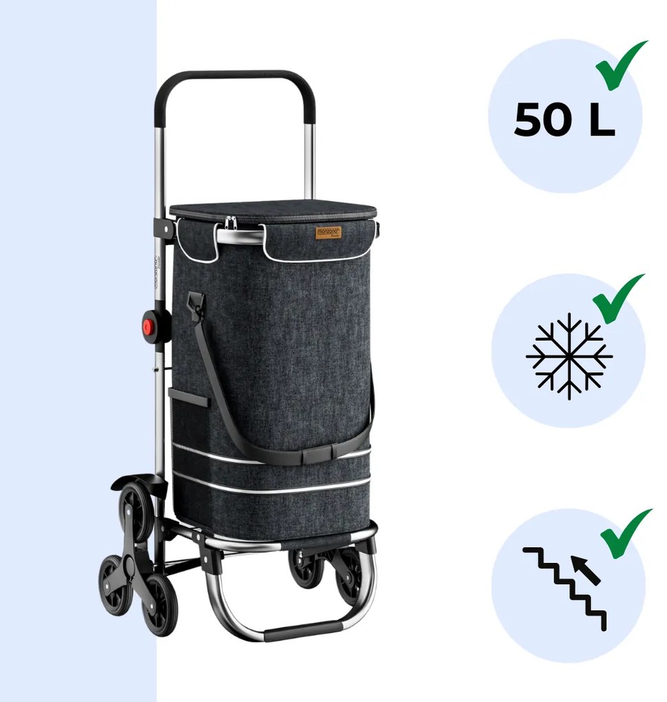 Jurhan Nákupná taška na kolieskach do schodov COMFORT, 50l, čierna