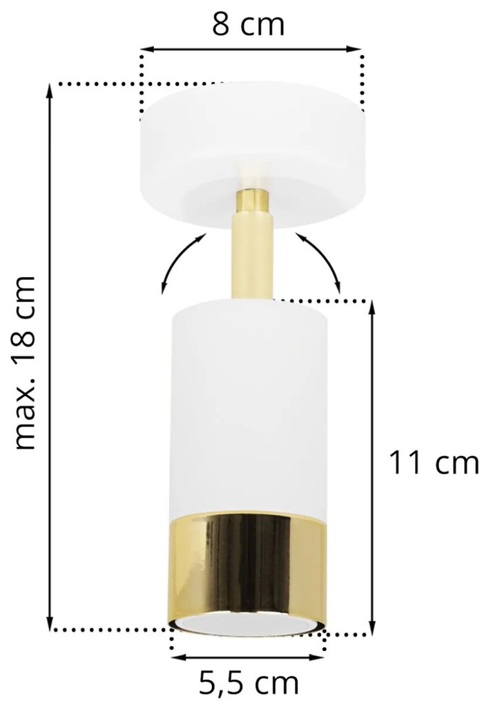 Bodové svietidlo Hugo, 1x biele/zlaté kovové tienidlo, (možnosť polohovania)