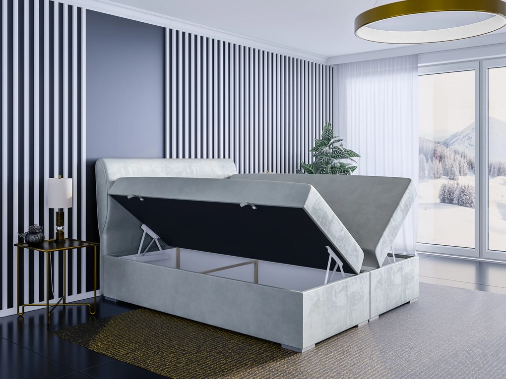 Kontinentálna posteľ 160 cm Simoon (svetlosivá) (s matracom a úl. priestorom). Vlastná spoľahlivá doprava až k Vám domov. 1043451