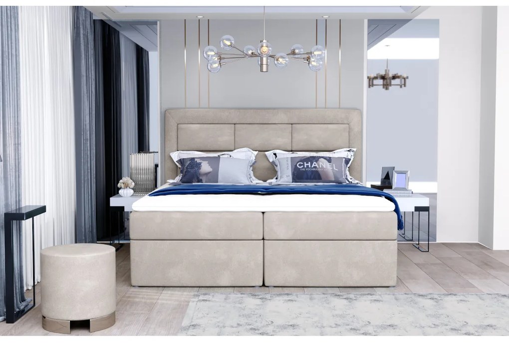 Čalúnená posteľ boxspring SAVOY, 140x200, mat velvet 63