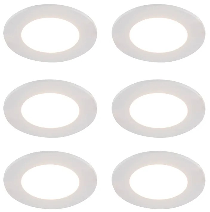 Sada 6 bielych zapustených bodoviek s LED Dim to Warm 7W IP65 - Blanca