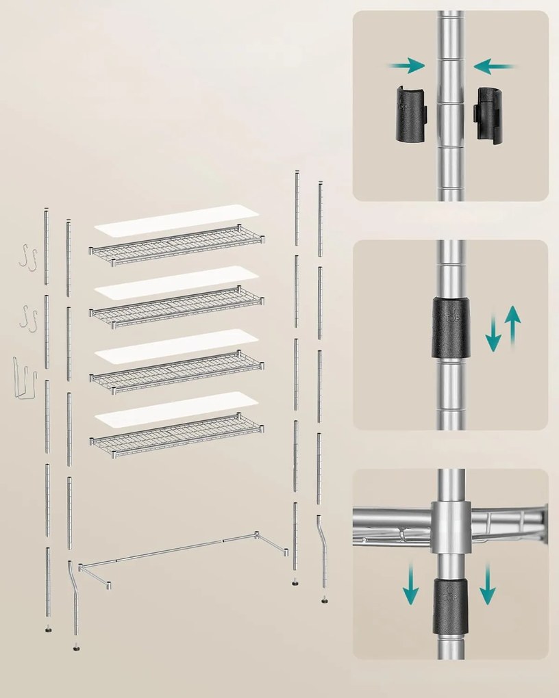 Kúpeľňový regál MULTA strieborný