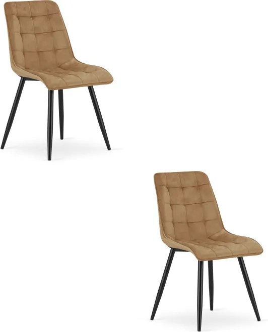 Set dvoch jedálenských stoličiek SPLIT zamatové hnedé / čierne nohy (2 ks)