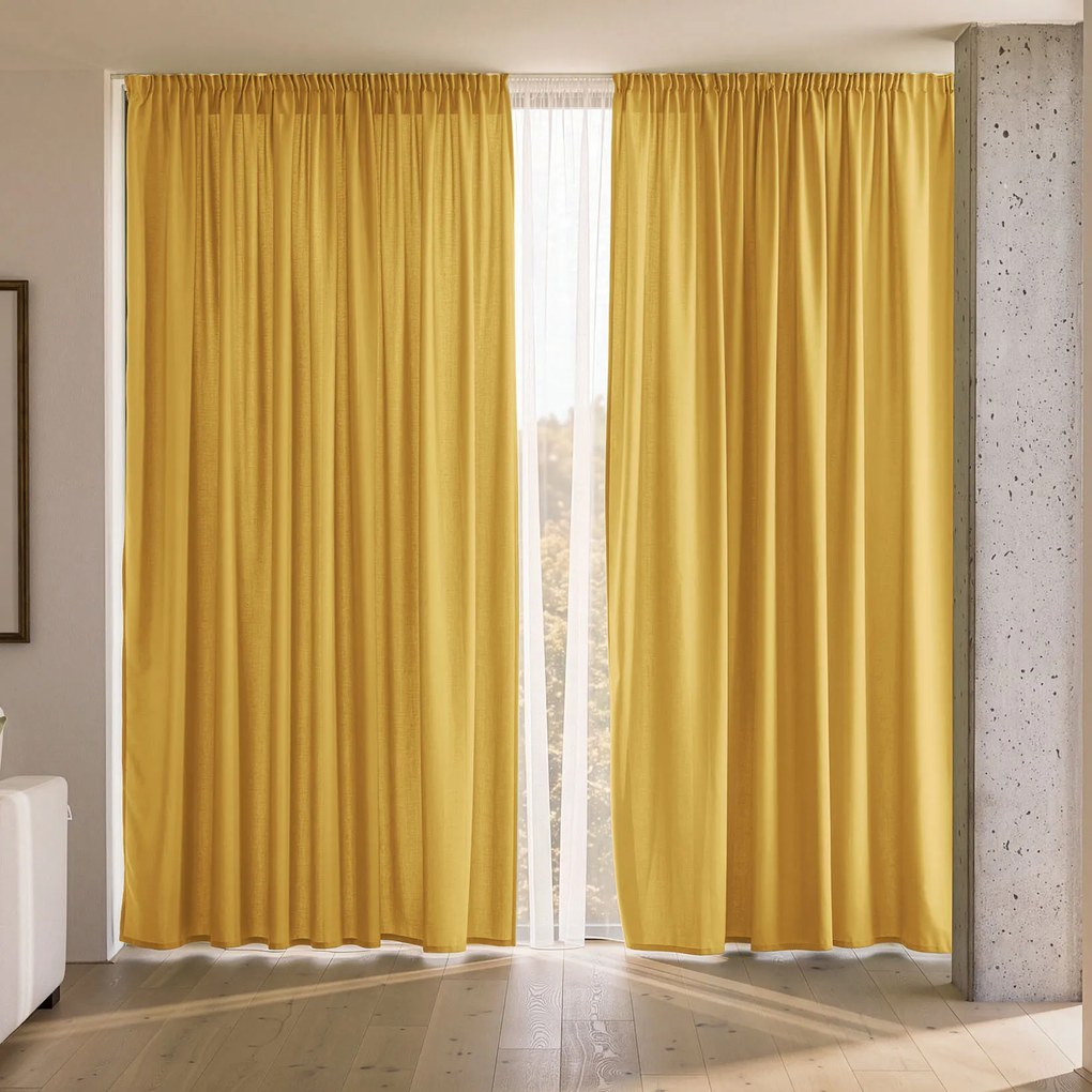 Goldea dekoračný záves marbella - medovo žltý 200x135 cm