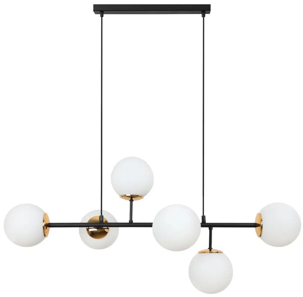 Závesne svietidlo Florence 1, 6x biele sklenené tienidlo, B/G