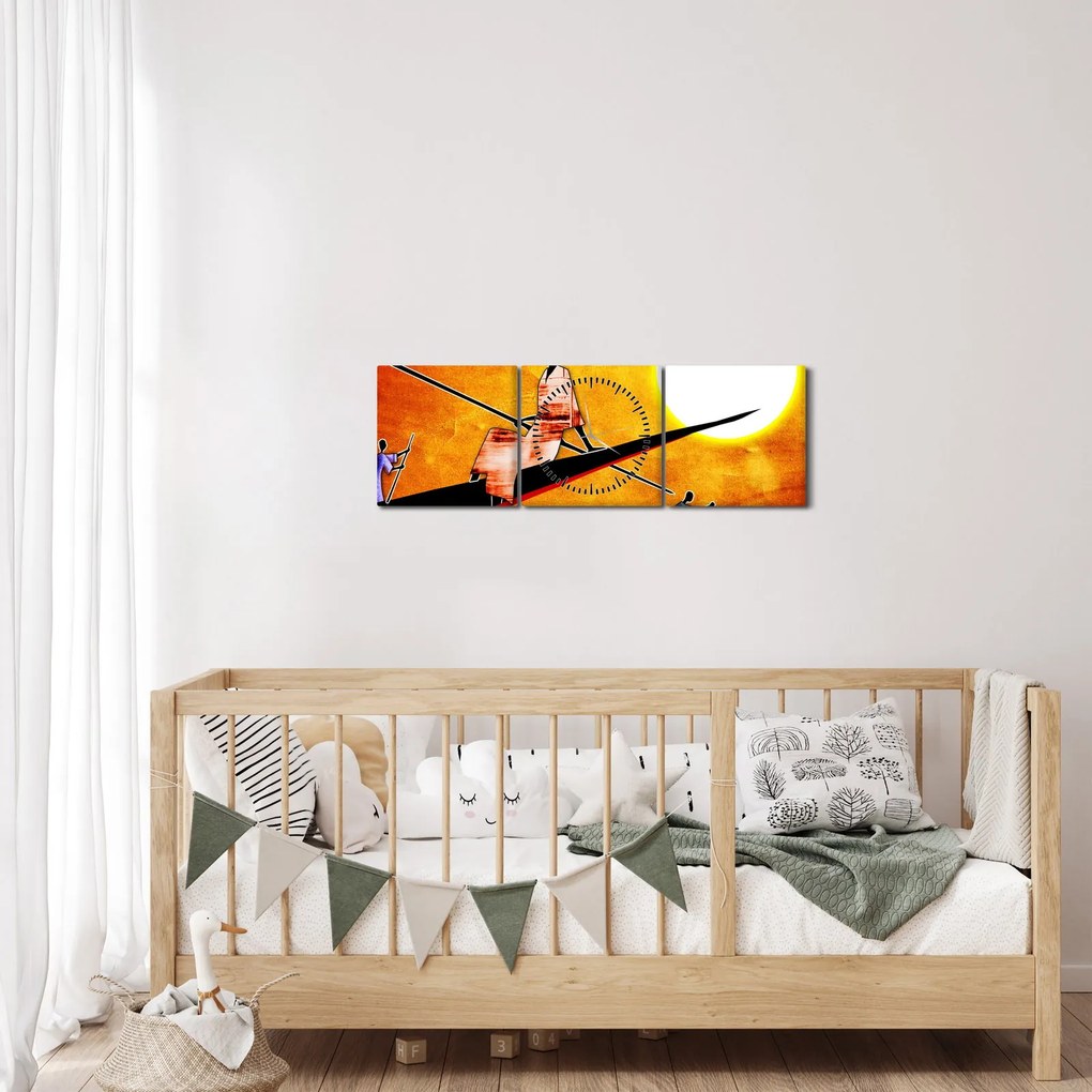 Obraz dobovej starovekej maľby (s hodinami) (90x30 cm)