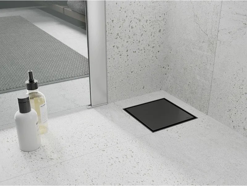 Mexen Flat-Q M13 štvorcová podlahová vpust 20 x 20 cm, čierna - 1710020