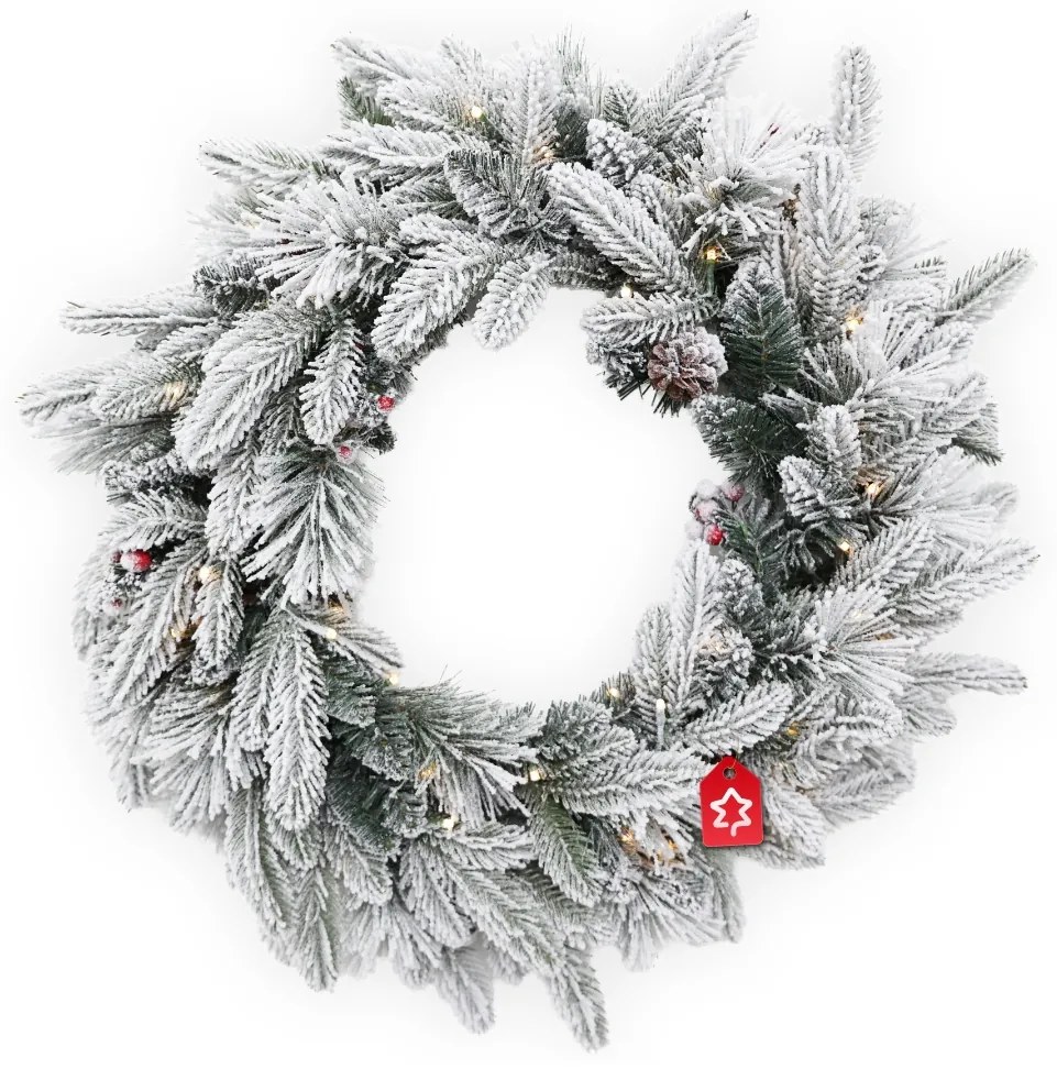 Vianočný veniec Zasnežený 50 LED 60 cm