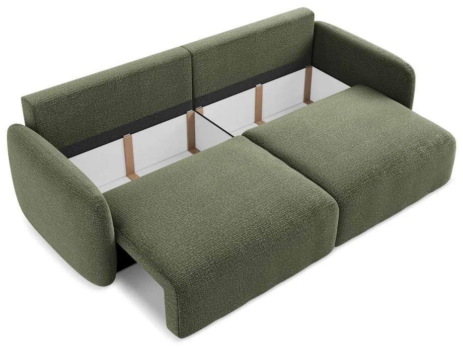 Zelená rozkladacia/s úložným priestorom pohovka 238 cm Kalena – Makamii