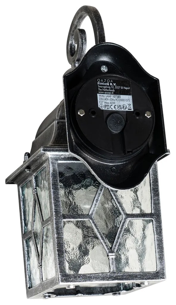 Romantická vonkajšia nástenná lampa starožitné striebro - London