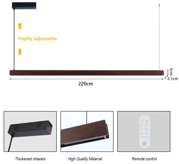 Immax NEO 07302L-LED stmievateľný luster na lanku MADEIRA 44W/230V Wi-Fi Tuya 202 cm orech