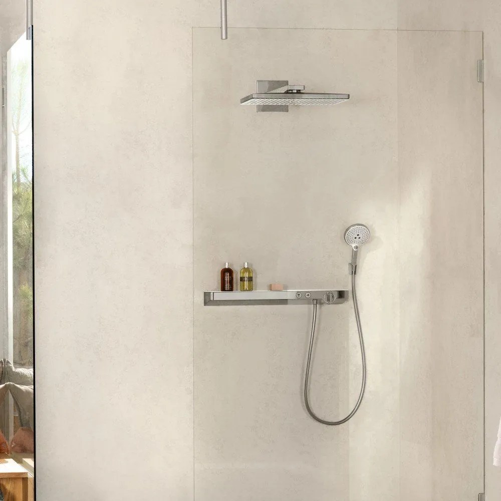HANSGROHE Rainmaker Select horná sprcha 3jet EcoSmart, 466 x 300 mm, so sprchovým ramenom 461 mm, biela/chróm, 24017400