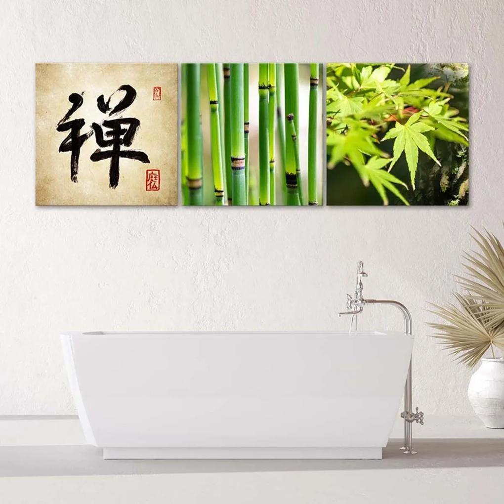 Obraz na plátně třídílný Asie relaxace zen bambus - 120x40 cm