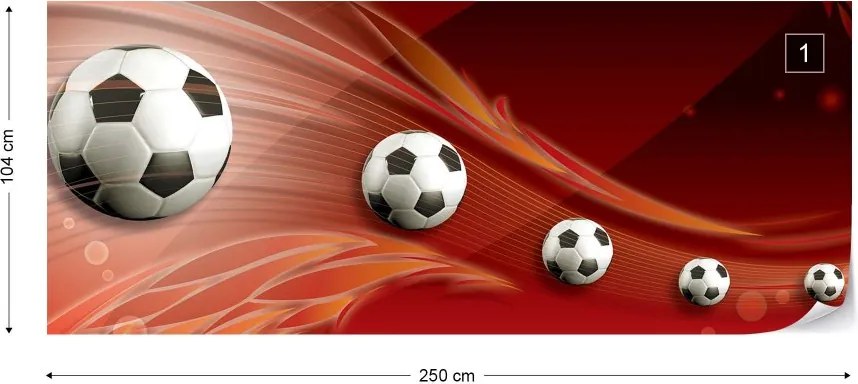Fototapeta GLIX - 3D Footballs Red Background + lepidlo ZADARMO Vliesová tapeta  - 250x104 cm