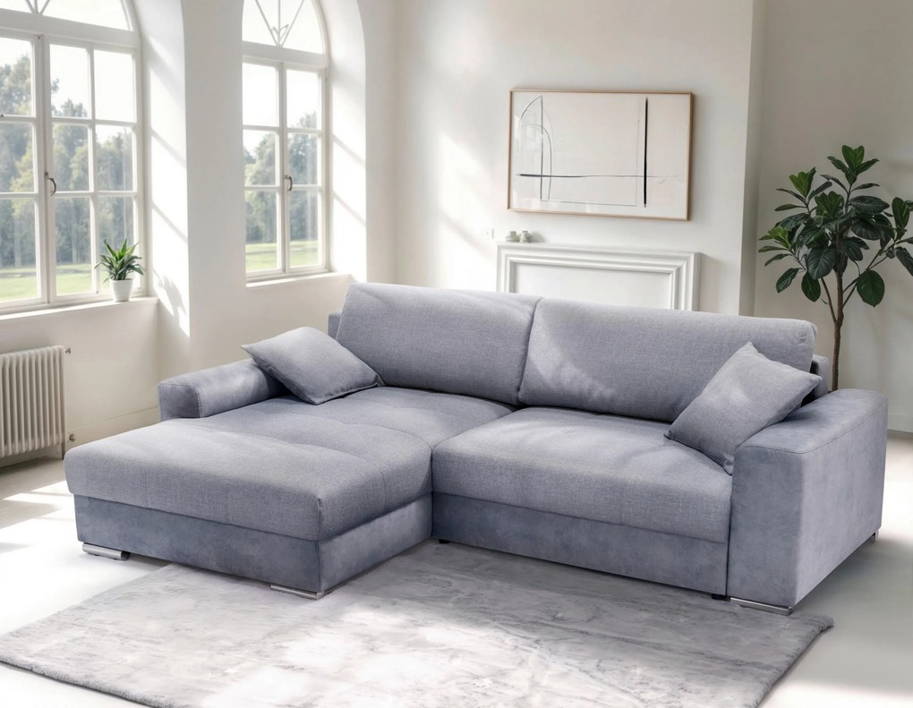 XXXLutz ROHOVÁ SEDAČKA, textil, modrosivá MID.YOU - Sedačky - 000694008104